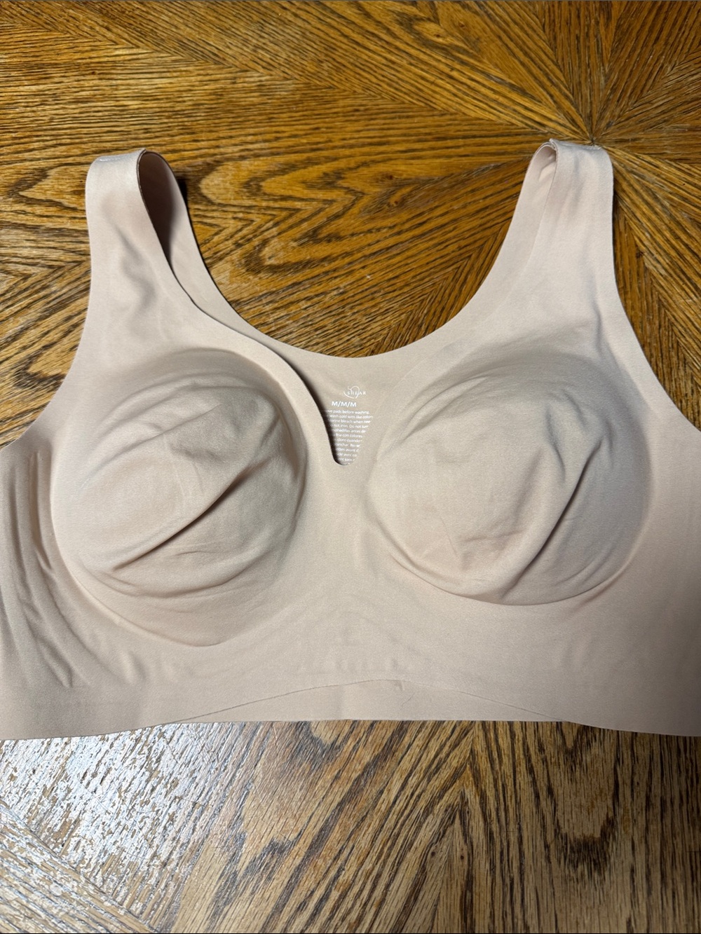 RHONDA SHEAR NWOT M Seamless Wireless GEL Comfort Bra - Nude WIDE BACK